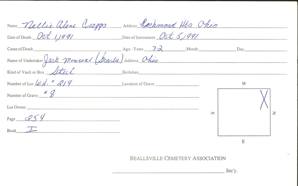 burial card